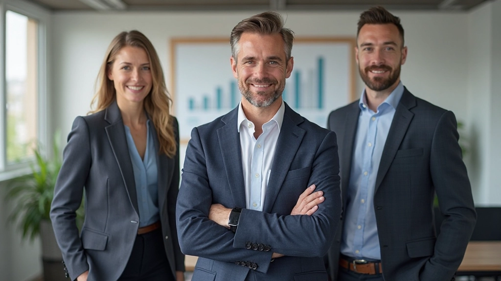 Team in positieve sfeer met opgestelde houding tijdens teamvergadering met grafieken zichtbaar